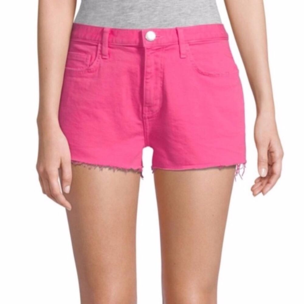 Current/Elliott The Boyfriend Short Womens 27 Pink Denim Raw Hem Shorts